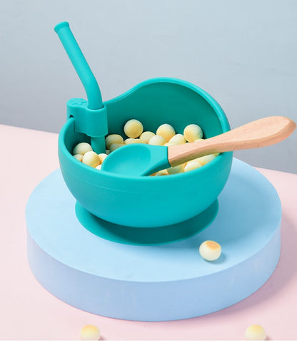 28Colors Baby Silicone Suction Bowls for Kids Waterproof Baby Feeding Tableware Spoon Children Dishes Kitchenware Infant Plates