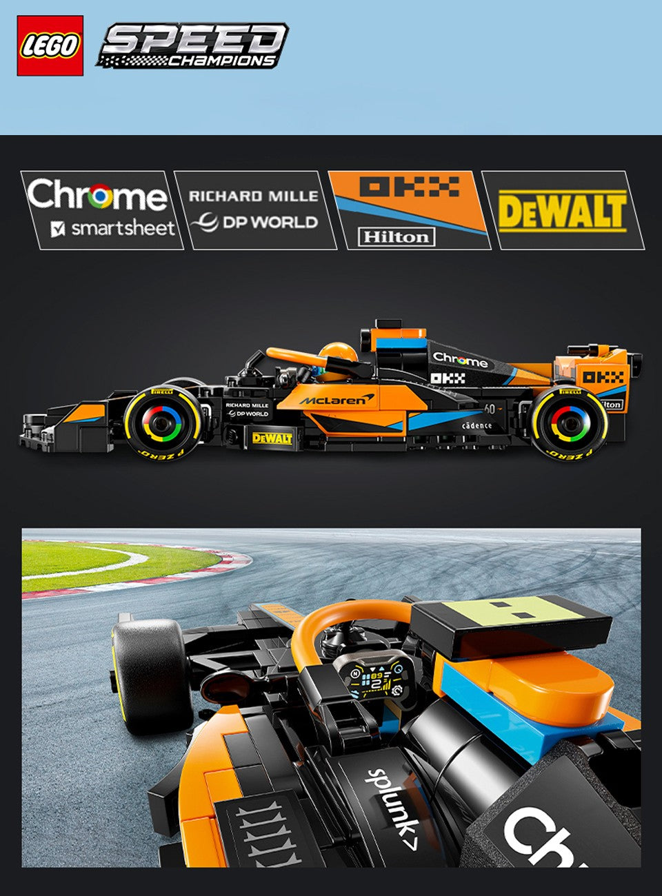 LEGO 76919 Speed Champions 2023 McLaren Carro de Corrida de Fórmula 1 Brinquedo para Brincar e Exibir, Conjunto de Brinquedo Montável McLaren para Crianças