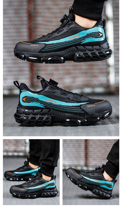 Men's Work Shoes  Rotary Buckle Work Sneakers Protective Shoes Safety Industrial Puncture-Proof Anti-Smash Steel Toe Shoes