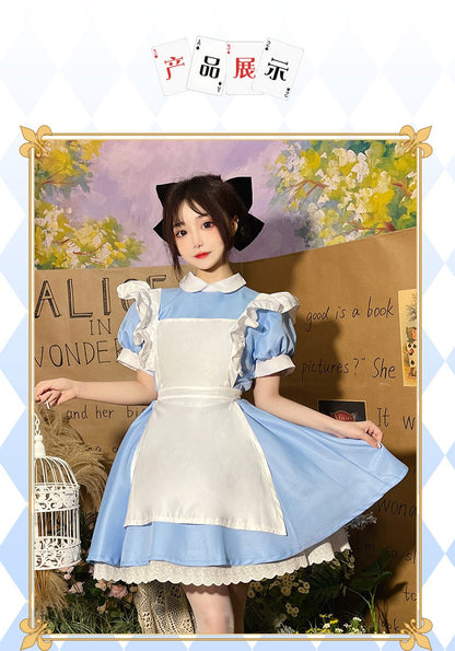 Lolita Dress Maid Apron Fantasia Halloween Carnival Party Costume for Women Masquerade Party Alice In Wonderland Cosplay Costume