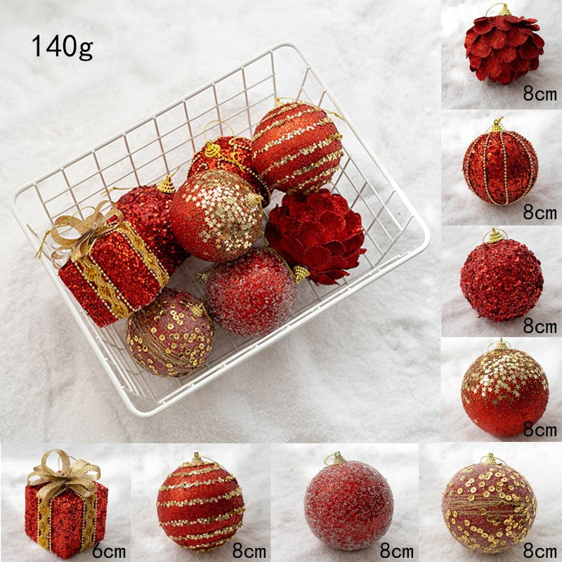 Christmas Ball Painted Ball Golden Silvery Champagne Glitter Stars Christmas Tree Hanging Window Decoration Small Gifts Toys