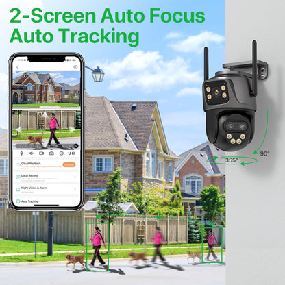 6K 9MP HD IP Camera Outdoor Three-Lens External WiFi Camera 4K/2K Dual Screen Security PTZ Cam Auto Tracking Surveillance iCSee