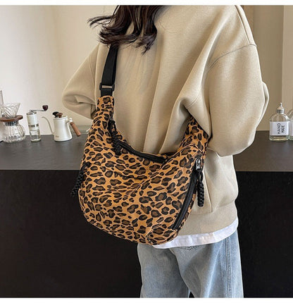 Leopard Print Crossbody Bags for Women Corduroy Casual Shoulder Tote Bags Ladies Sac A Main Femme Designer Luxury Handbags 2024