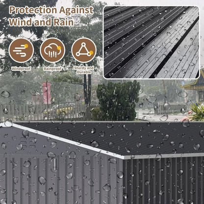 12x16 FT Outdoor Storage Shed, Garden Shed with Updated Frame Structure and Lockable Doors, Metal Tool Sheds for Backyard Garden