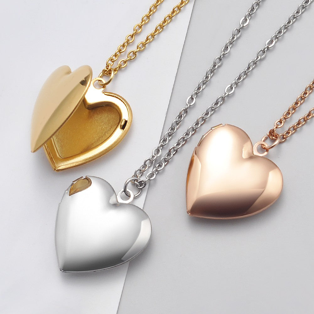 2 Peças/Lote Espelho Polido Aço Inoxidável Amor Coração Porta-Retrato 28.5*28.5mm DIY Pingente Colar Locket de Memória