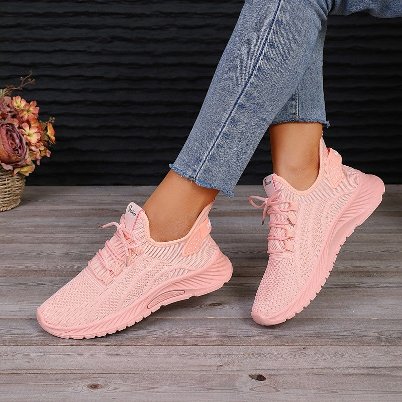 Designer Women Casual Sneakers Sports Shoes Fashion Brand Lace Up Loafers Female Knitted Mesh Breathable Shoes for Women