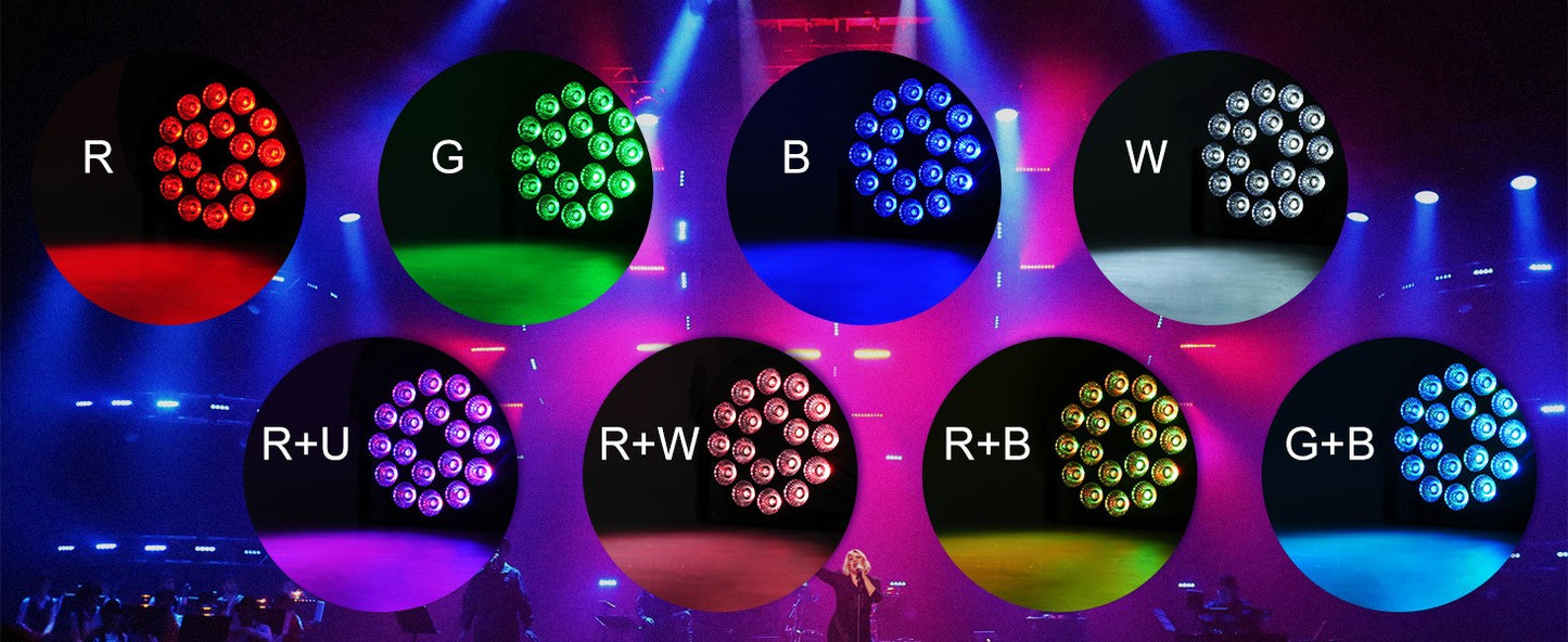 U'King 4PCS 200W LED Par Light DMX512 18x8W RGBW LED Wash Light Effect Flat Light for DJ Disco Party Club Wedding Stage Light