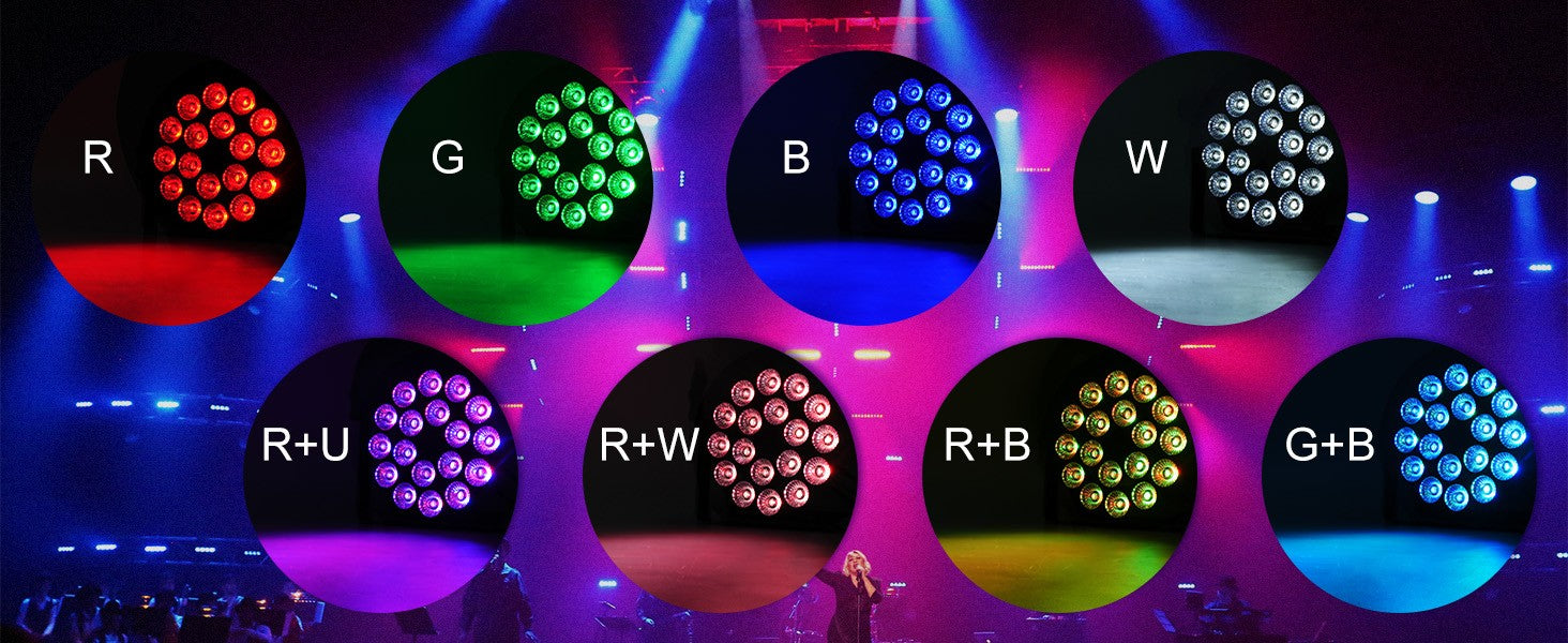 U'King 4PCS 200W LED Par Light DMX512 18x8W RGBW LED Wash Light Effect Flat Light for DJ Disco Party Club Wedding Stage Light