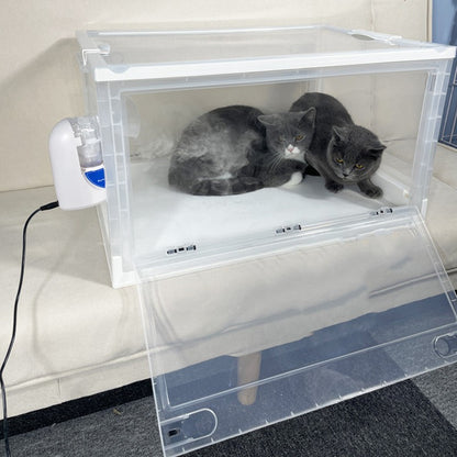 Caixa de Atomização para Animais de Estimação Gaiola de Oxigênio Dobrável Fácil de Transportar Caixa de Nebulização Veterinária Sala de Oxigênio para Animais de Estimação