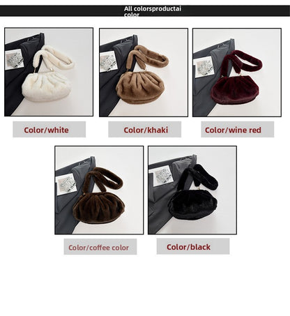 Elegant Wrinkled Cloud Clutch Bag Faux Fur Shell Shoulder Crossbody Bag Women Stylish Pillow Bag Guangzhou High Quality Bag