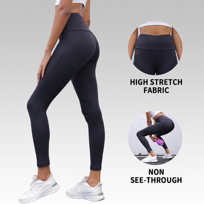 Super Soft Sports Leggings With Pockets For Women High Waisted Workout Yoga Running Push Up Gym Fitness Tight Pants Women's