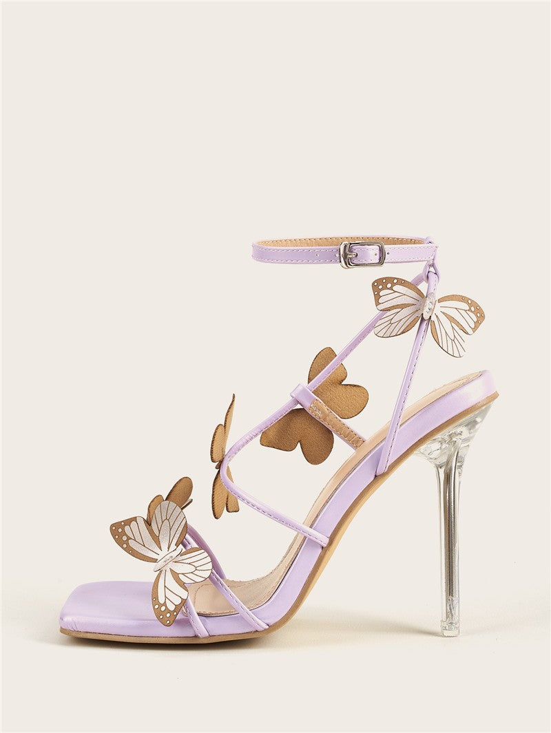 Eilyken Sexy Crystal High Heels Sandals Women Summer Party Prom Dress Buckles Purple Pumps Stripper Female Shoes Size 41