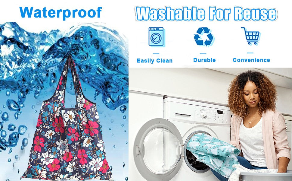 Reusable Shopping Large Bag Foldable Eco Tote With Pouch For Grocery Gym Office Supplies Beach Gear School Toys Storage Bags