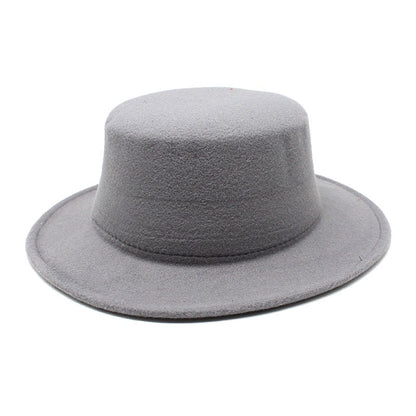 Autumn Winter Kids Felted Fedoras Hats for Boys Girls Solid Imitation Woolen Flat top Jazz Caps Childs Formal Dress Hats