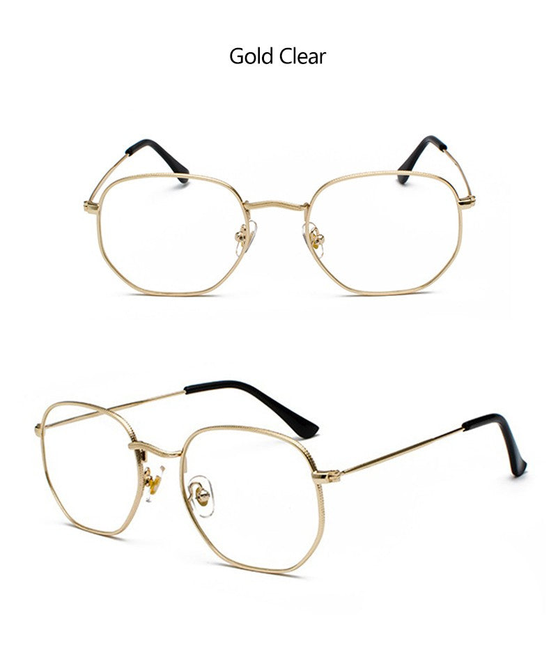 Hexagon Men Women Sunglasses Square Polygon Sun Glasses Brand Designer Retro Shades Metal Frame Eyewear TOP UV400 de sol hombre