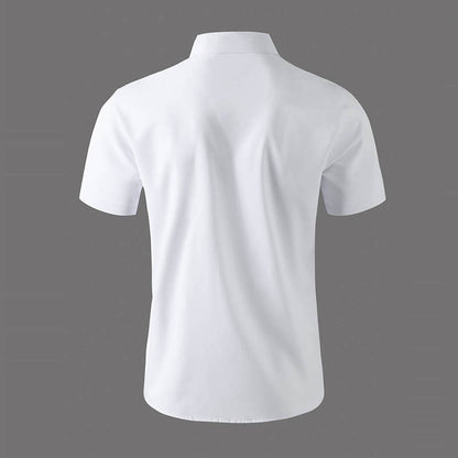 New Men's Business Casual Solid Color Short Sleeved Shirt for Summer Fashion No Ironing Comfortable and Versatile Top