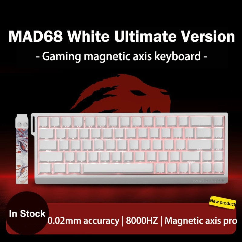 Teclado Gamer Switch Magnético MADLIONS MAD 60/68HE Com Fio Drive Web Custom 8K 61/68 Retorno RT Ajustável Hot Swap