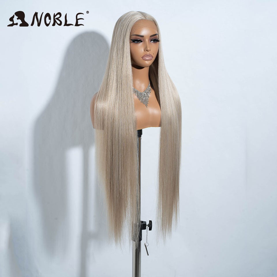 Perucas Noble Cosplay Para Mulheres Negras Perucas Sintéticas Lisas de Renda de 38 Polegadas Peruca Loira Ombre de Renda Peruca Sintética Loira de Renda Cosplay