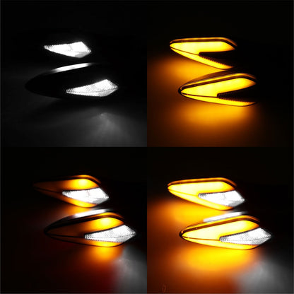 1 par de luzes LED para piscas de motocicleta, branco, amarelo, indicador, fluxo de água, indicador traseiro, pisca-pisca, DRL, luz de circulação diurna