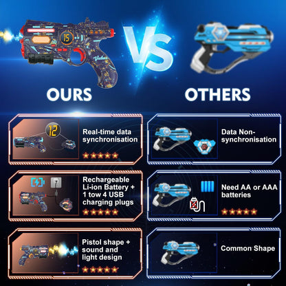 VATOS Recarregável Valor de Saúde Dados SYNC Pistola Laser Tag Infravermelho Conjuntos Laser Tag 4 Coletes Luz Brilhante Jogo Lazer Tag para Adultos f