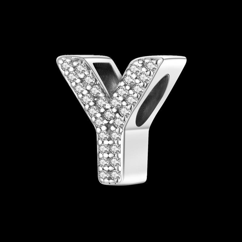 Fit Original Bangle Bracelet DIY A-Z Alphabet Charms Bead 925 Sterling Silver CZ Zircon LOVE Letter Dangle Pendant Jewelry Gift