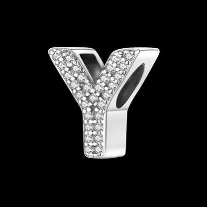 Fit Original Bangle Bracelet DIY A-Z Alphabet Charms Bead 925 Sterling Silver CZ Zircon LOVE Letter Dangle Pendant Jewelry Gift