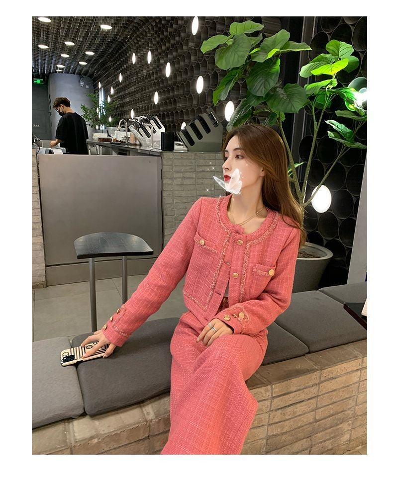 New  High Quality Women's Spring Temperament Slim Senior Sense of Small Dress Ladies Wide Leg Pants Two-piece Set