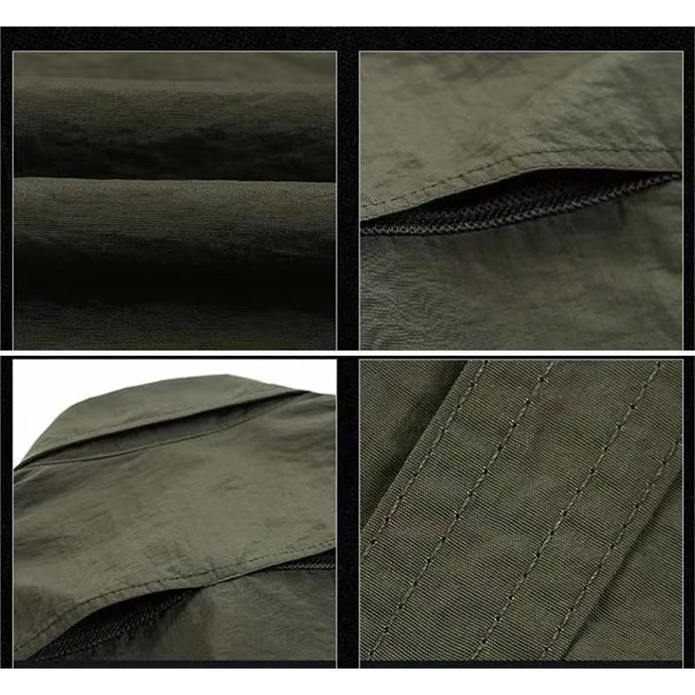 2025 Summer Cargo Shirts for Men Short Sleeve 2-Pocket Outdoor Casual Shirt Quick-dry Tops Lapel Single-Breasted Men's Shirts