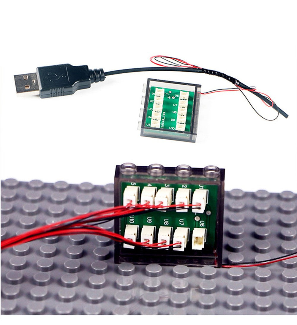 10 unidades de terminal LED refletor MOC luminária de mesa multifuncional holofote DIY preto bloco de construção 1219