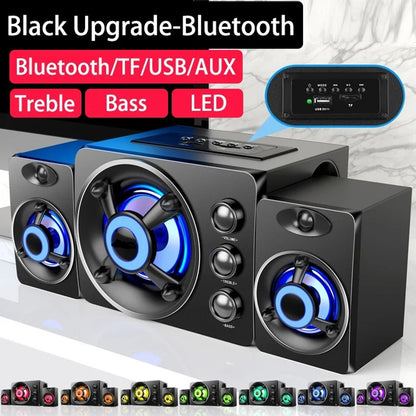HIFI 3D Stereo Speakers Colorful LED Heavy Light AUX USB Wired Wireless Bluetooth Audio Home Theater Surround Sound Bar TV