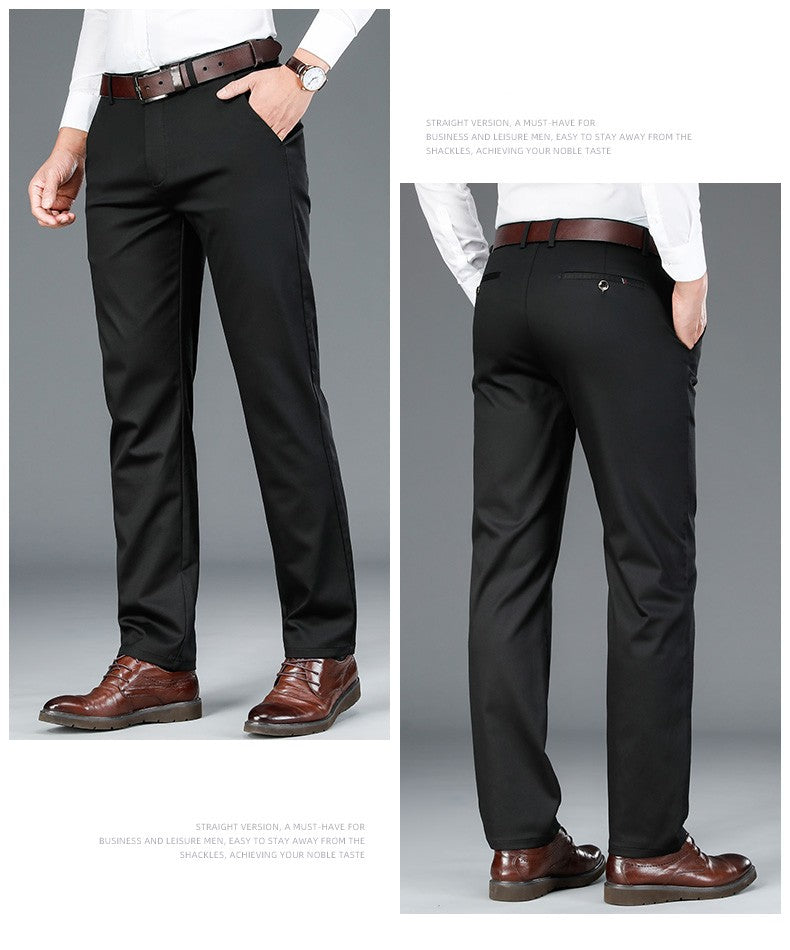 2023 Primavera Novas Calças Casuais Masculinas de Fibra de Bambu Estilo Clássico Negócios Moda Calças Cáqui Elásticas de Algodão Roupa Masculina de Marca