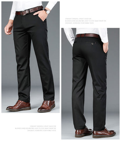 2023 Primavera Novas Calças Casuais Masculinas de Fibra de Bambu Estilo Clássico Negócios Moda Calças Cáqui Elásticas de Algodão Roupa Masculina de Marca