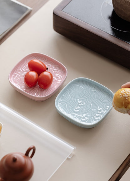 Sea Wave Little High Foot Fruit Dishes Handmade Pastry Plate Candy Bar Food Storage Tray Hospitality Dishes Cafes Ornaments Gift