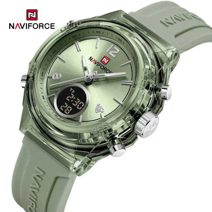 NAVIFORCE Top Brand Women's Watch Outdoor Sports Waterproof Watches Dual Time Display Quartz Wristwatches Rubber Digital Clock