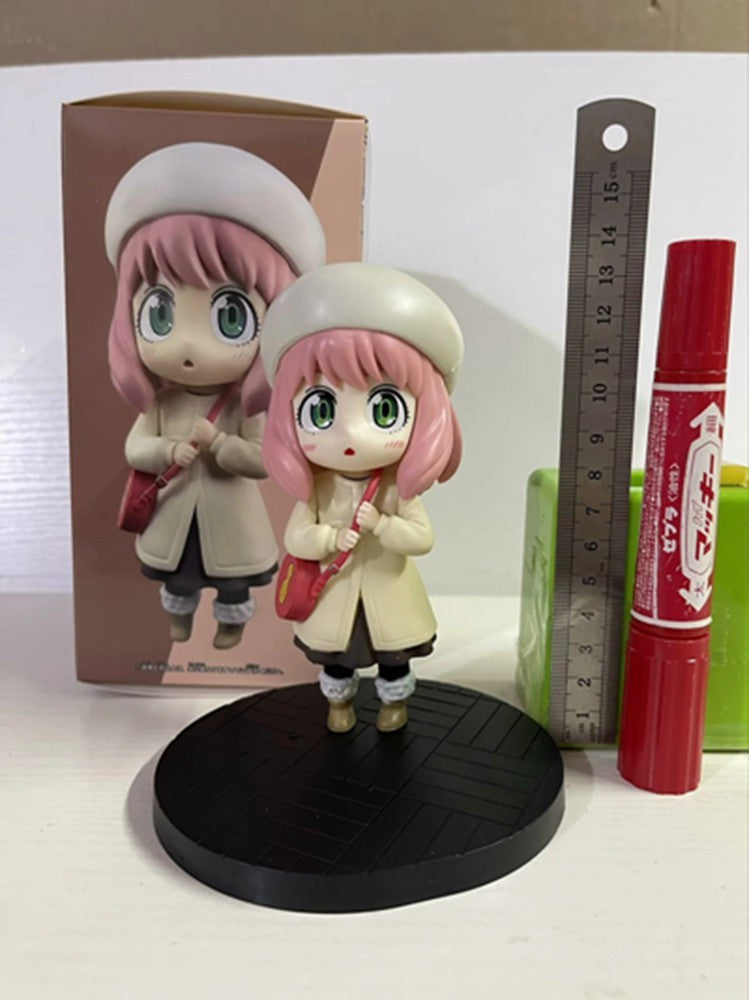 15CM Anime SPY Family Anya Forger Figura 4 Roupas de Inverno Chapéu Vestir-se Fofo Modelo de Pé Brinquedo Presente Coleção Boneco de Ação