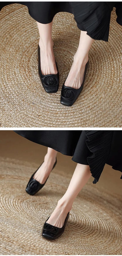 Spring New Women Flats Round Toe Shallow Slip On Ladies Casual Ballet Shoes Soft Leather Eelgant Dress Shoes