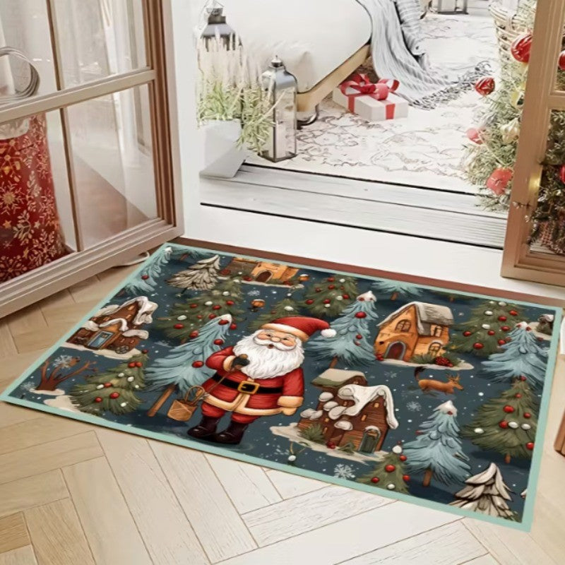 Santa Claus Christmas Carpet Indoor Door Mat Suitable for Living Room and Bedroom Holiday Decoration Holiday Home Decoration