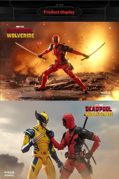 New ZD Toys Deadpool & Wolverine Model 7in 1/10 Action Figures Deadpool Model Marvel Superheroes Collection Ornaments Boys Gifts