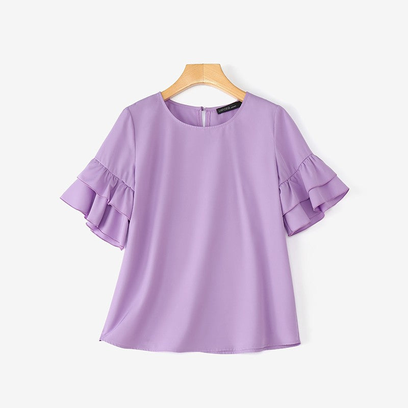 2025 Elegant Office Lady Blouses ZANZEA Summer O Neck Short Sleeve Blouse Women Stylish Solid Holiday Shirt Female OL Work Tops