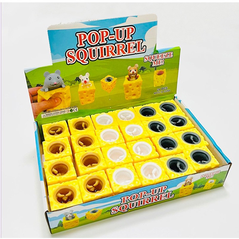 5/10/20/30PCS Cheese Mouse Rabbit Pinch Music Stress Relieving Squirrel Cup Toy Trick Stress Relieving Toy Party Favors