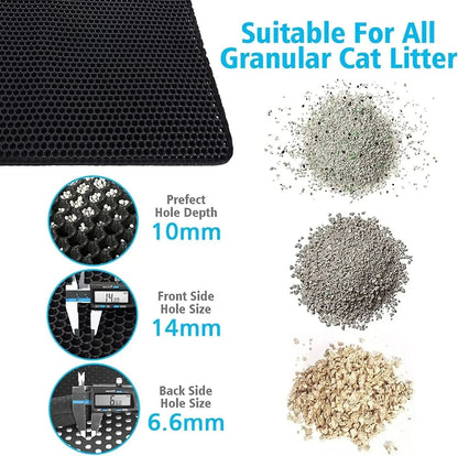 Tapete Higiênico para Gatos, Design de 2 Camadas, Tecnologia Premium de Retenção de Areia, Base Impermeável, Protetor de Chão Antiderrapante para Gatinhos Internos
