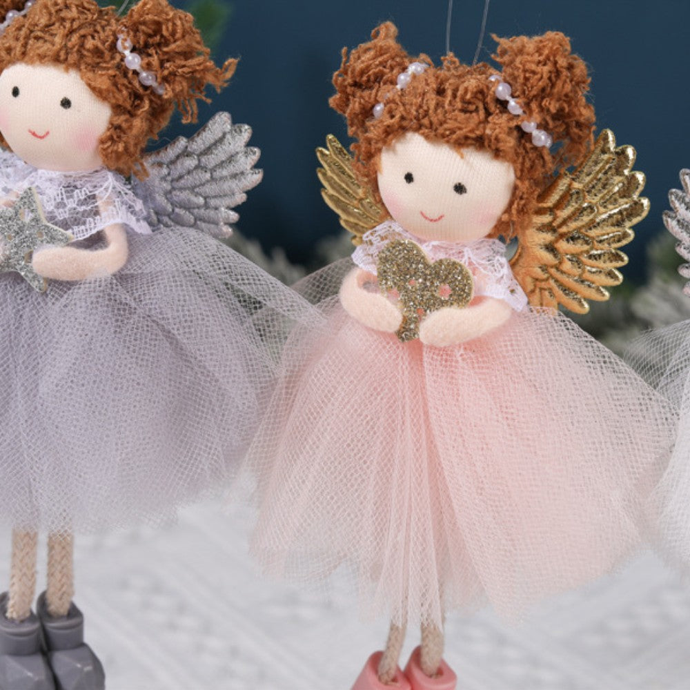 Christmas plush antlers angel girl pendant Christmas tree pendant creative doll pendant gift