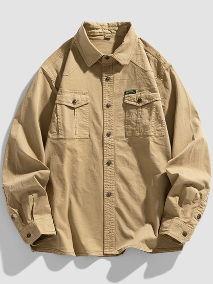 2024 New 95% Cotton Men's Shirt Camouflage Long Sleeve Drop Shoulder Button Pockets Cowboy Loose Casual Work Jeans Shirts