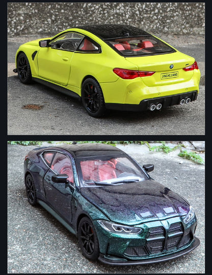 1:24 BMW THE M4 IM Liga Minicarro de Metal Fundido Escala Modelo de Carro Som?Luz Simulação Coleção Brinquedo Infantil Veículo Presente