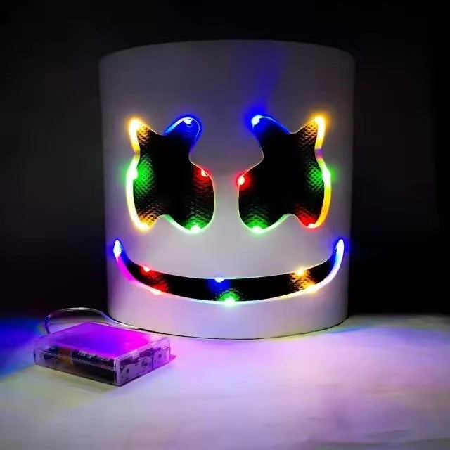 Fashion Luminous LED Mask DJ Costumes Accessories Glow Supplies Neon Light Marshmallow Mask For Music Festival Nightclub Dance