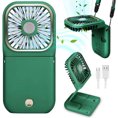 Mini Portable Folding Hanging Neck Fan With Rope/Rechargeable USB Mobile Phone Holder for Outdoor Travel