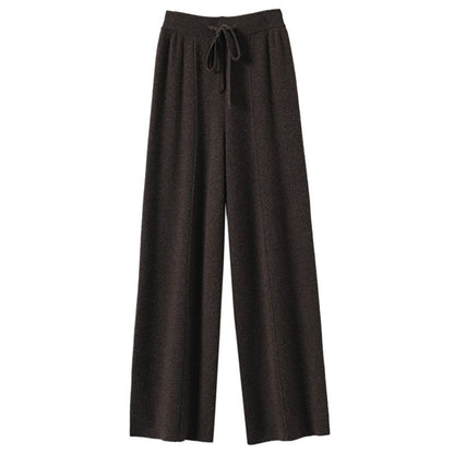 Women's High waisted warm knit wide leg straight leg pants for women, solid color loose wide leg pants