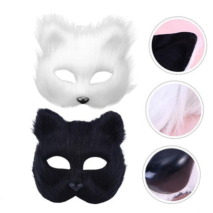 Fox Shape Face Eye Mask Christmas Carnival Party Cosplay Cat Animal Hair Mask Halloween Costume Props Makeup Plastic Face Mask