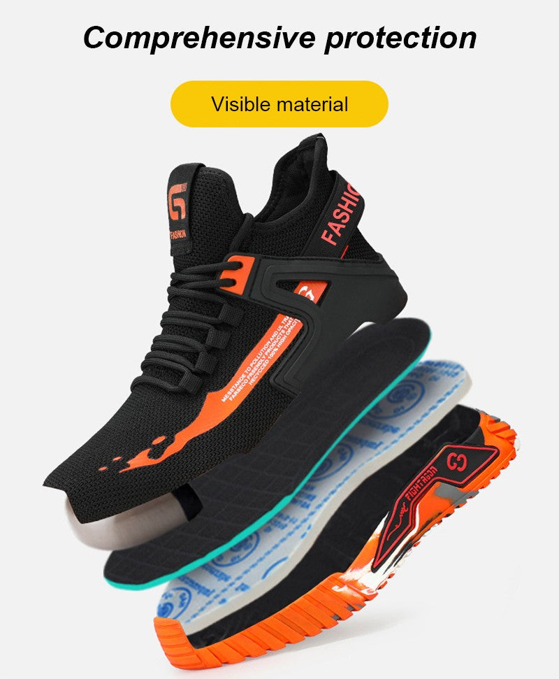 Steel Toe Anti-smash  Anti-Puncture Safety Shoes Men Lightweight Slip Resistant Work Shoes Comfortable Breathable Work Boots Men