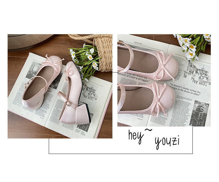 Spring Autumn Thick Heel Pink Shoes Elegant Bow Lolita College Girls High Heels  Women Sandals zapatos de mujer mary jane shoes